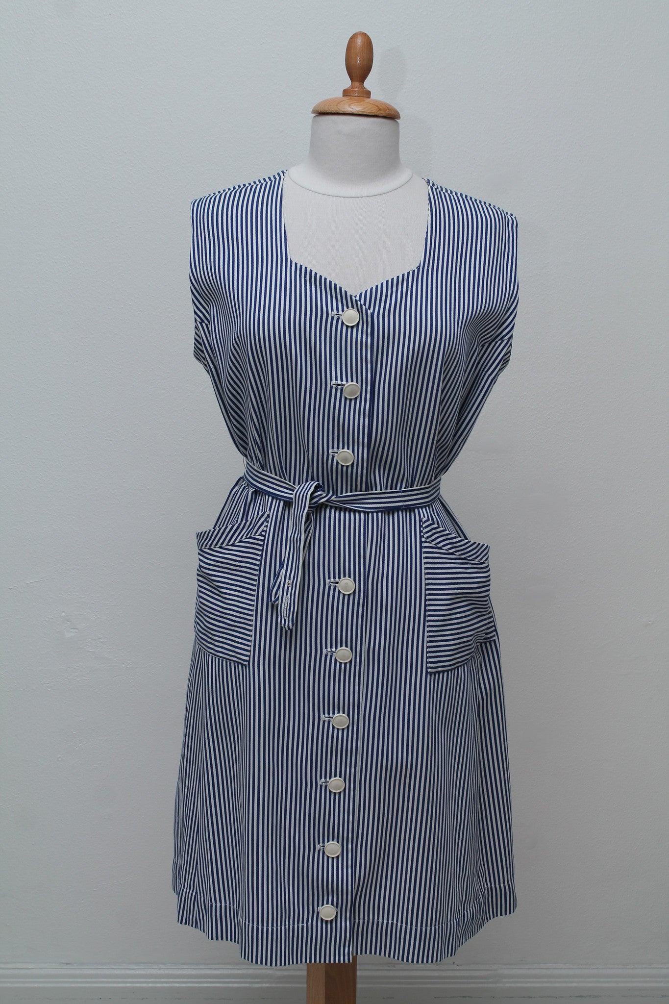 Stribet hverdagskjole med bolero 1950. XL