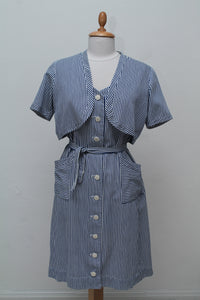 Stribet hverdagskjole med bolero 1950. XL