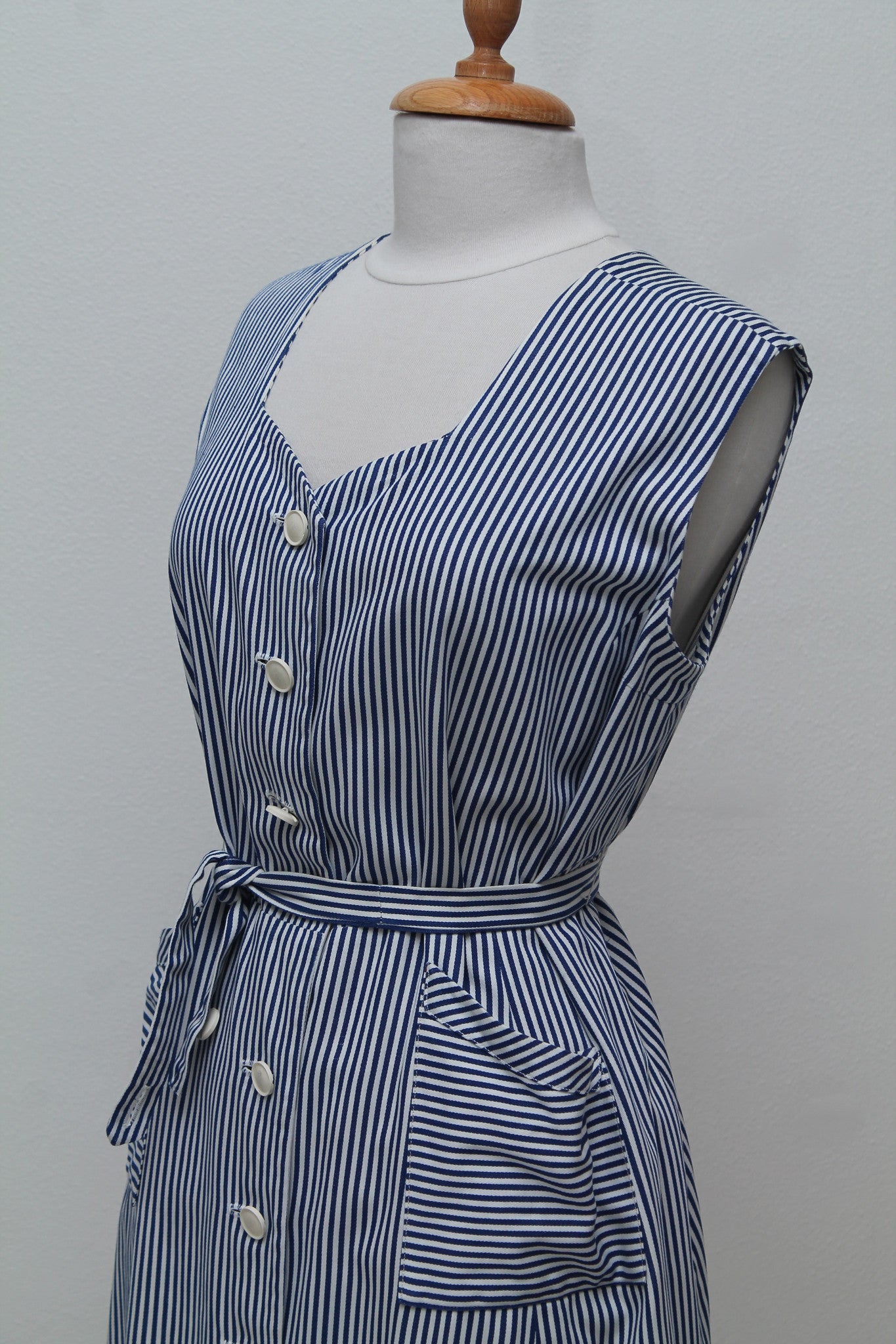 Stribet hverdagskjole med bolero 1950. XL