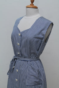Stribet hverdagskjole med bolero 1950. XL