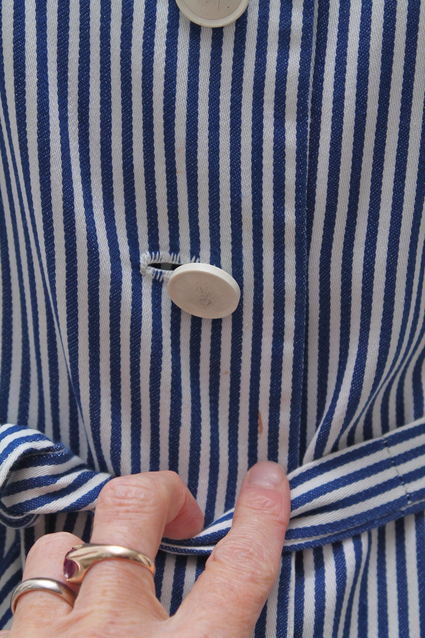 Stribet hverdagskjole med bolero 1950. XL