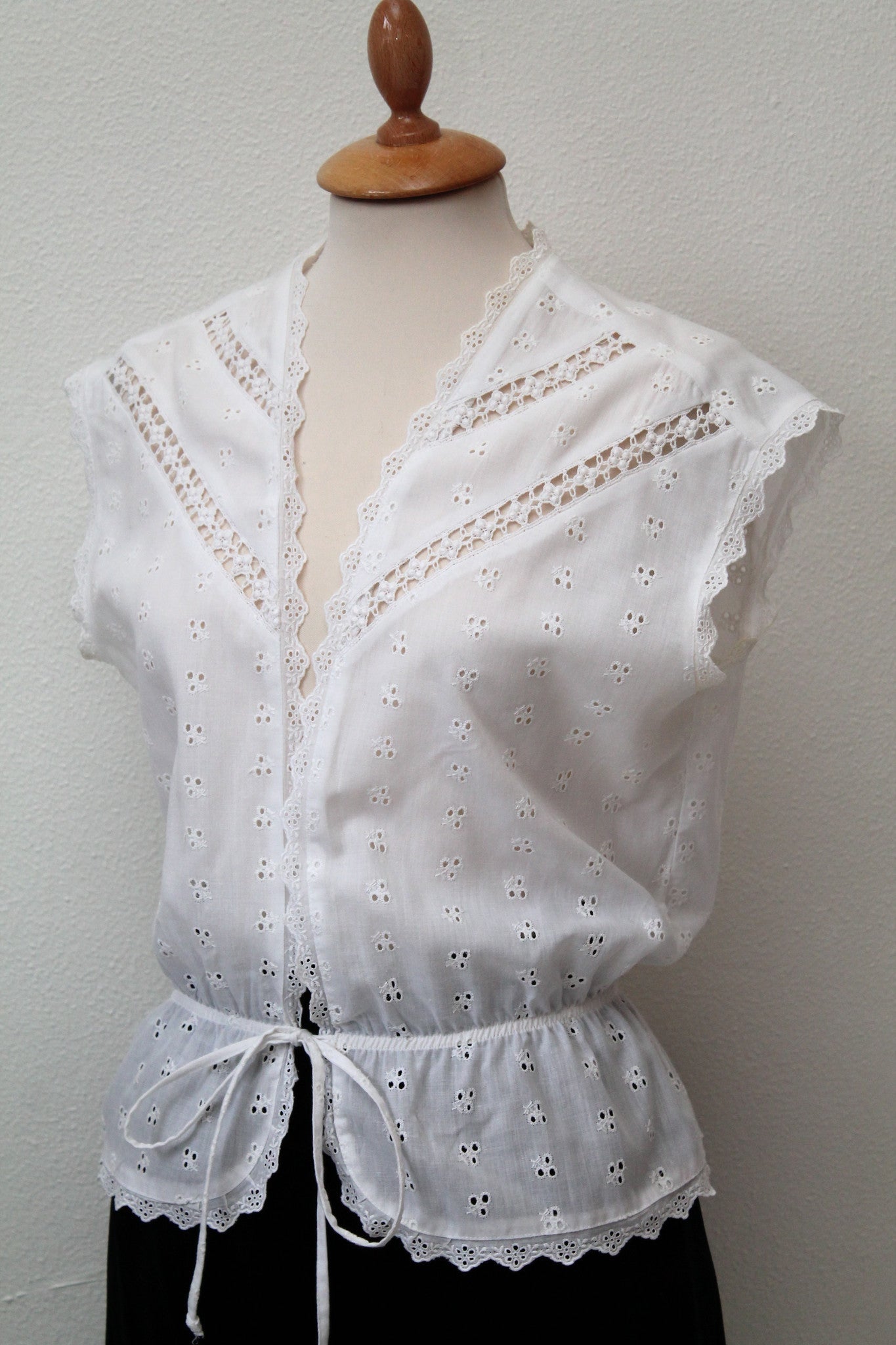 Hvid vintage sommerbluse / top 1960